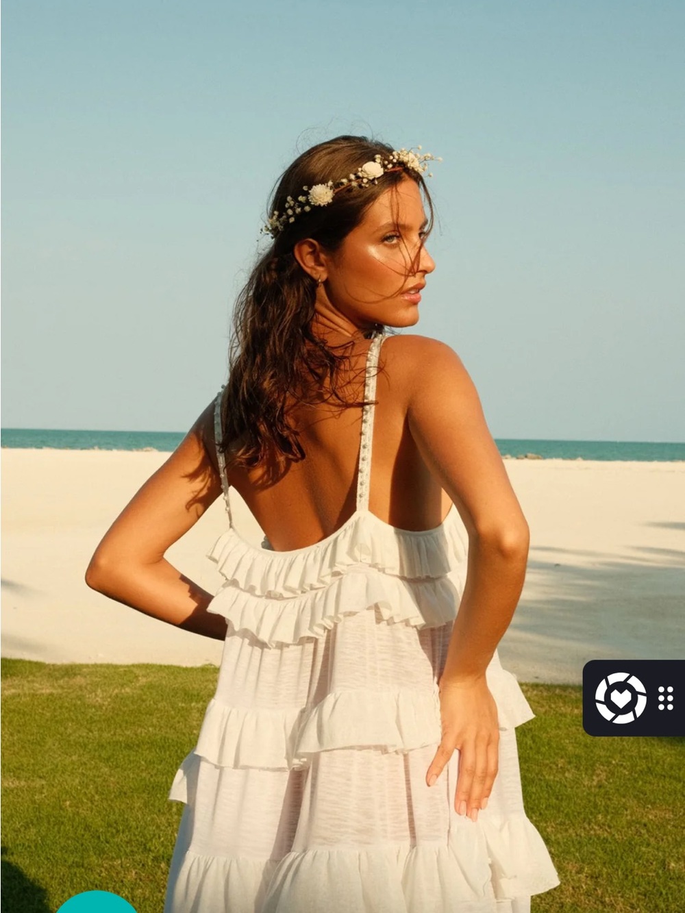 Pitusa Beaded Strap Tiered Dress White Standard - NWT - Picture 4 of 14